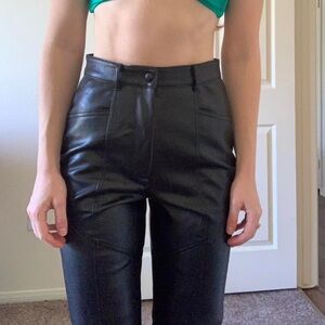 Black High-Waisted Leather Pants